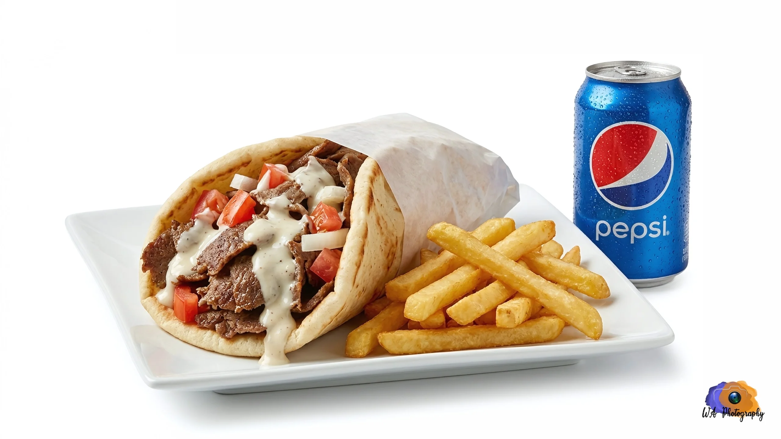 Cheese Donair Combo - Cheese donair, fries, and a drink at Simon King Donair Edmonton